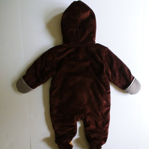 Just One You Carter's Soft Fleece Monkey Hooded One-Piece Sleeper 6 Months - Picture 4 of 10